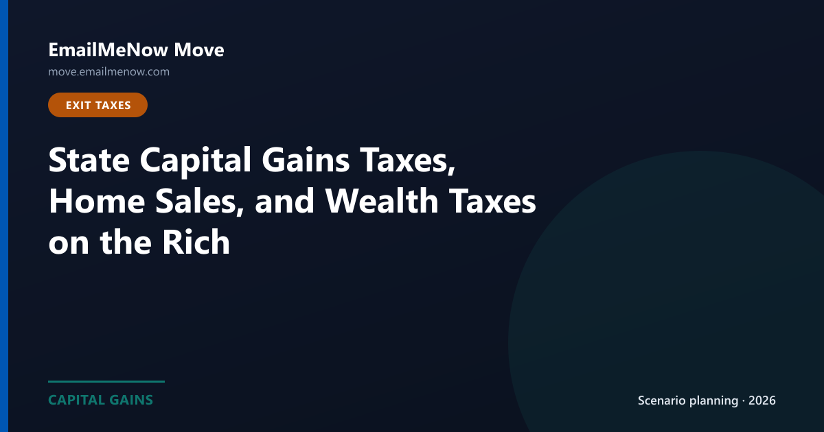 State flags with capital gains and wealth tax planning theme